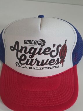 Angie's curves- Red and Blue Mesh Trucker Hat